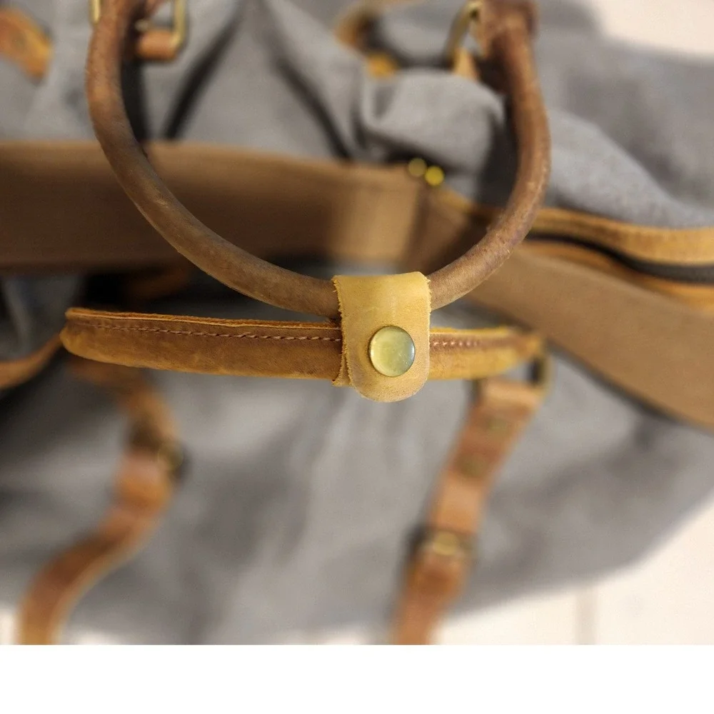 Kattee Luggage Rolling Duffel Bag Leather Trim Canvas Carry-on Travel Bag